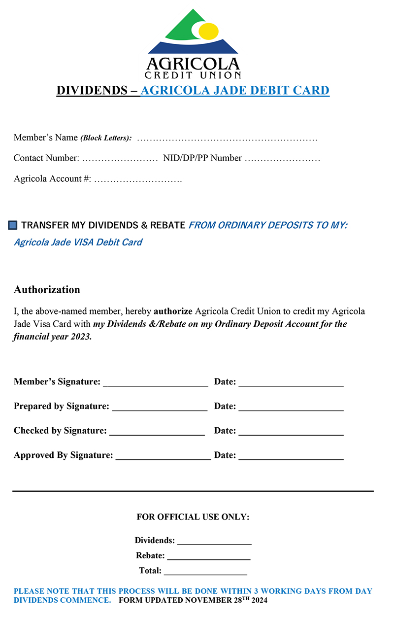 ividends 2023 Jade Debit Card Form