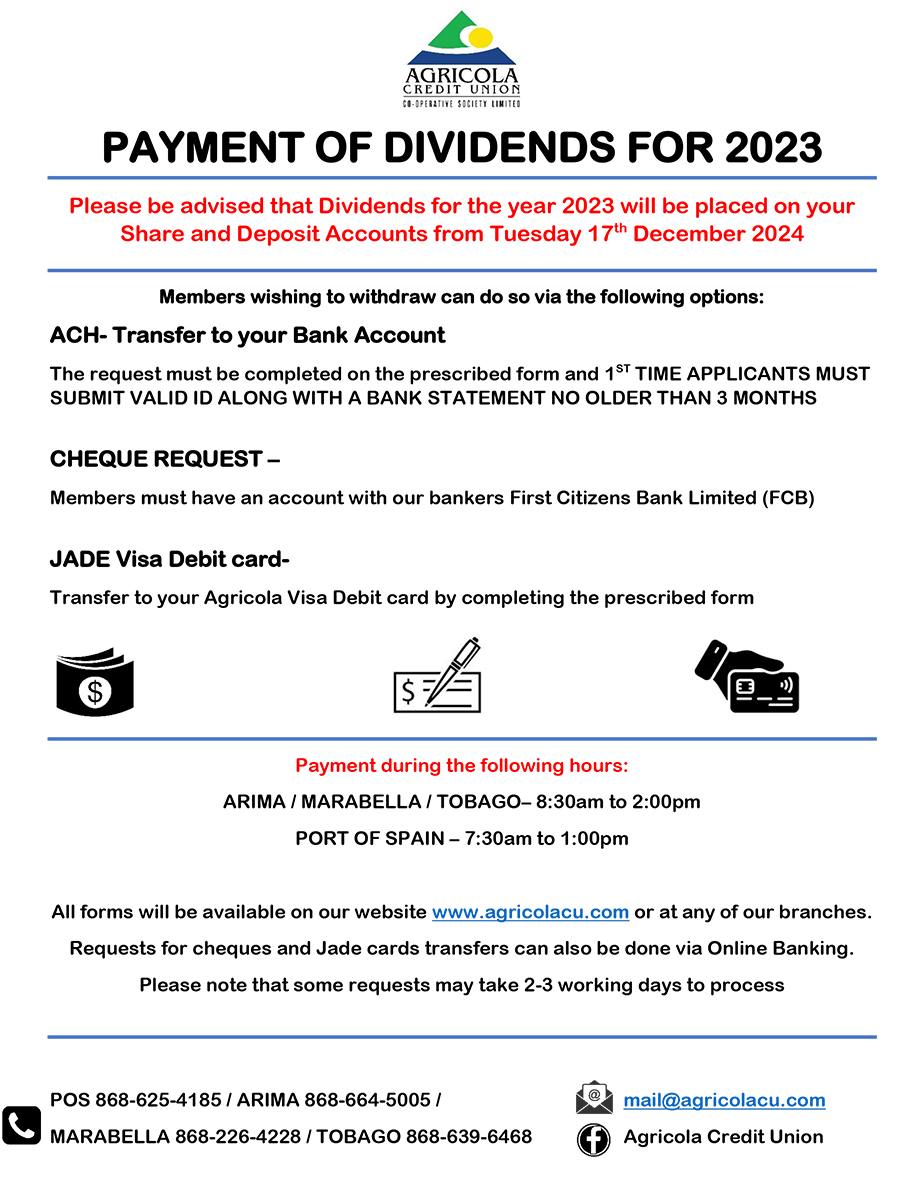 Payment of Dividends for 2023 - Notice