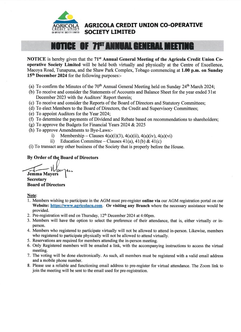 Notice of Meeting 71st AGM