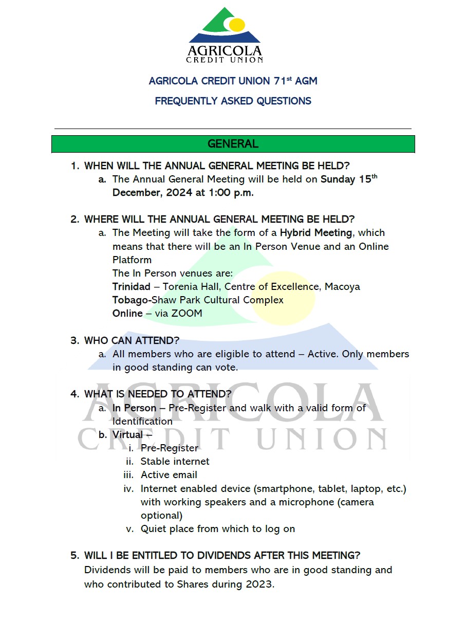 FAQs 71st AGM